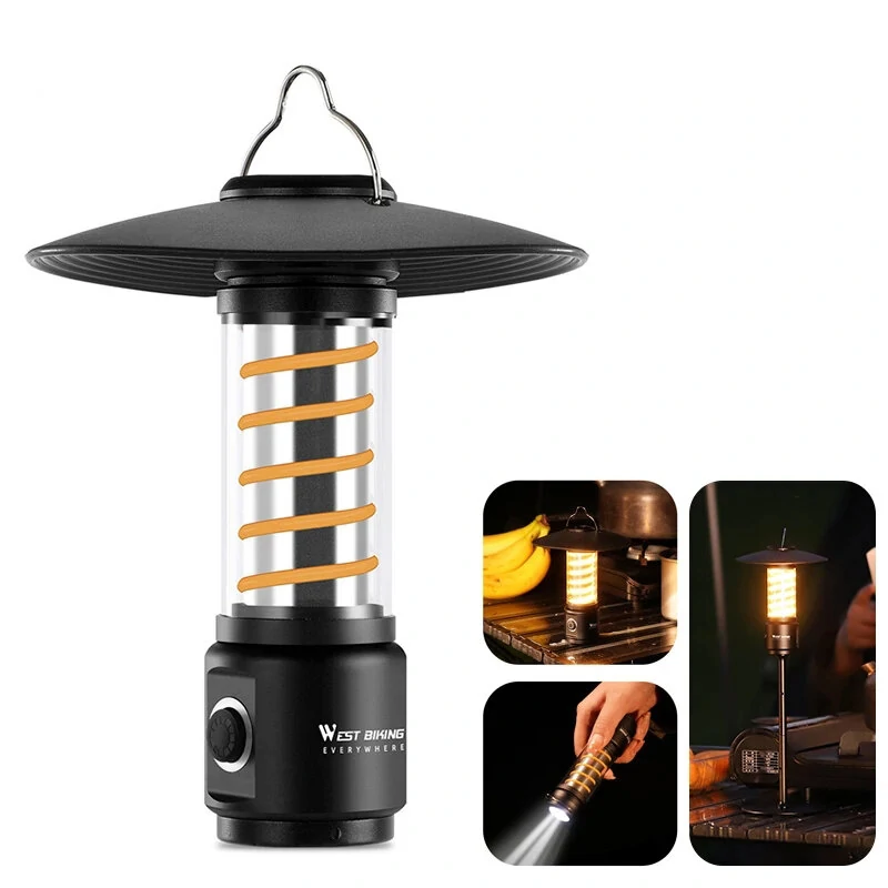 WEST BIKING Portable Camping Light 3 In 1 Multifunctional Outdoor LED Flashlight USB Charging Emergency Lamp Hanging Tent Light (image for) WEST BIKING Portable Camping Light 3 In 1 Multifunctional Outdoor LED Flashlight USB Charging Emergency Lamp Hanging Tent Light